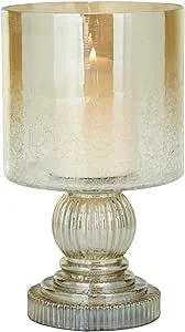 Juniper + Ivory 11 In. x 6 In. Traditional Candle Holder Brass Glass - 24626