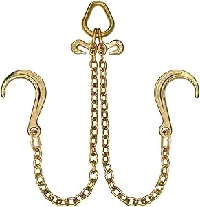 VULCAN Towing Chain Bridle - 8 Inch J Hooks - Grade 70 Chain - 40 Inches Long - 4,700 Pound Safe Working Load