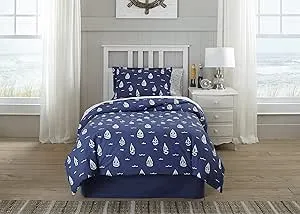 Lullaby Bedding Twin Away at Sea Percale Comforter Set