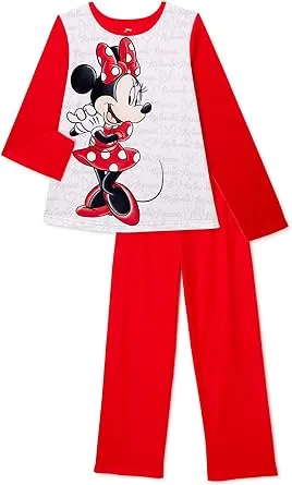 DISNEY MINNIE MOUSE GIRLS 2 PIECE FLANNEL PAJAMA SLEEP SET SIZE 10-12 LONG SLEEV