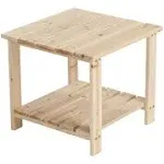 Fir Wood 2-Tier End Table