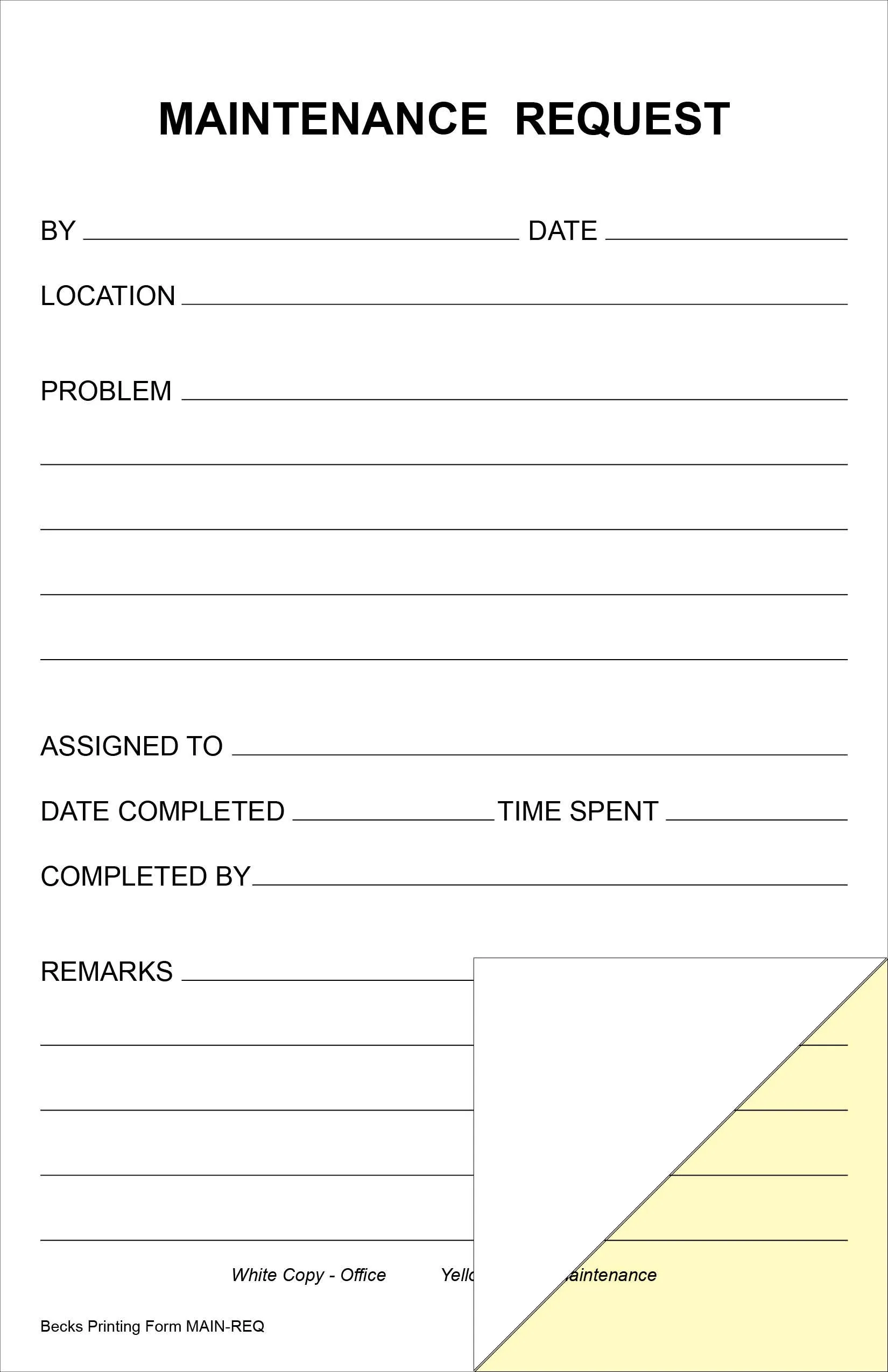 Maintenance Request Forms On 2 Part Carbonless Paper (Pack of 100)