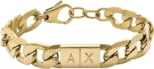 AX Armani Exchange Men's Gold-Tone Stainless Steel Chain Bracelet (Model: AXG0078710)