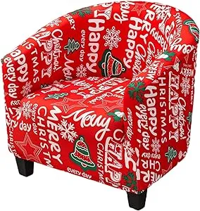 NILUOH Christmas Club Chair Slipcover Tub Chair Cover Stretch Spandex Printed ...