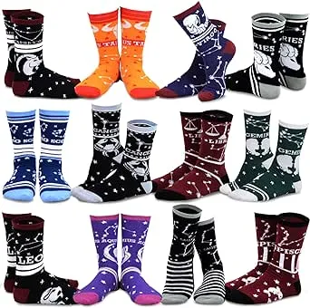 Teehee Women's Value 12-Pack Fun Crew Socks (Horoscope)