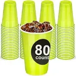 Decorrack 80 Party Cups, 16 oz -BPA Free- Plastic Soda Cups, Perfect for Birthday, Picnic, Indoor and Outdoor Event, Stackable, Reusable, Disposable