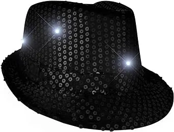 Sequin Light Up LED Fedora Hat