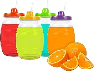 Mini Vitroleros: Unleash the Fiesta - 32oz x 4 Pack + 4 Straws!