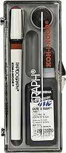 Koh-I-Noor Rapidograph Pen and Ink Set, .6mm Pen Nib and .75 oz. Bottle of Ultradraw Black Ink, 1 Set Each (3165BX.2)