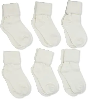 Jefferies Socks Womens Seamless Cotton Turn Cuff Roll Crew Socks 6 Pair Pack