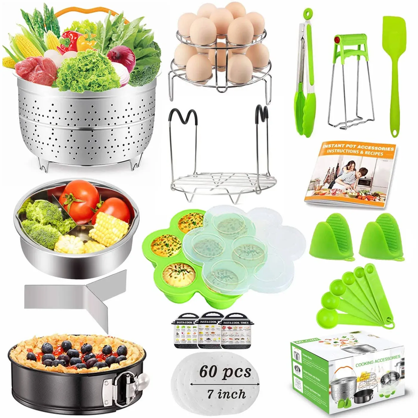 PRESSURE COOKER ACCESSORIES Steamer Baskets Springform Pan Rack 20 Pcs MLCINI