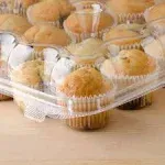 5 Cupcake Containers Plastic Disposable Clear Mini Cupcake Boxes 24 Compartment 