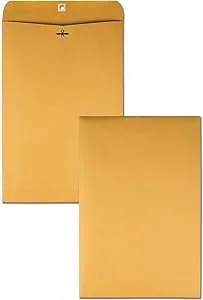 Quality Park 10 x 15 Clasp Envelopes, Clasp and Gummed Closures for Storing or Mailing, Heavy-Duty 32 lb Kraft Paper, 100 per Box (QUA37798)