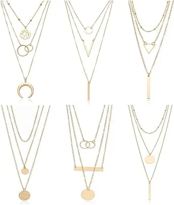 Biokia\u205f6 Pieces Layered Necklaces For Women Long Necklaces