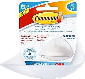 3M Command Strips BATH14-ES Command Soap Dish with Water-Resistant Strips