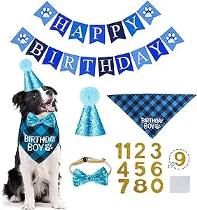 STMK Dog Birthday Bandana, Dog Birthday Party Set, Dog Birthday Boy Bandana ...