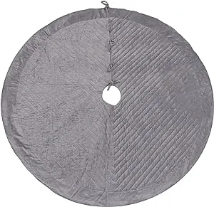 HGTV Home Collection Quilted Velvet Tree Skirt, Silver, 60in