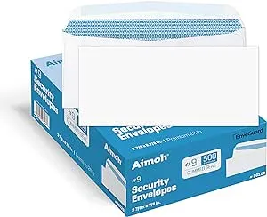 500#9 Security Self-Seal Envelopes, Premium Security Tint Pattern, Ultra Strong Quick-Seal Closure - No Window, EnveGuard, Size 3-7/8 x 8-7/8 Inches - White - 24 LB - 500 Count (30138)