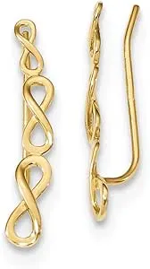 Kazi Luxury 14k Yellow Gold Polished Infinity Ear Climber Earrings