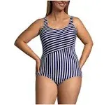 Lands' End Women's Long Torso Scoop Neck Tugless Sporty One Piece Swimsuit