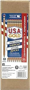 RoseArt U.S.A. Gold Pre-Sharpened American Wood Cased #2 HB Natural Pencils, 48 Pack