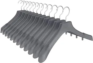 Mr. Siga Plastic Extra Wide Suit Hangers, Pack of 12, Width: 15.5" 39.5cm, Notch