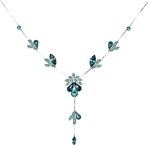 Faship Gorgeous Rhinestone Floral Crystal Necklace Earrings Set