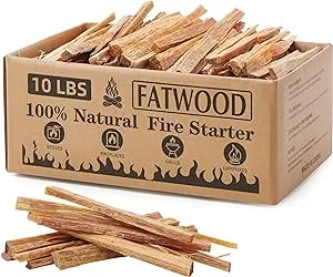 10 Lbs Fatwood Fire Starter Sticks, 100% Natural Kindling, Pine Firewood Firestarter for Campfire, Stove, Fireplace, Bonfires, Grill