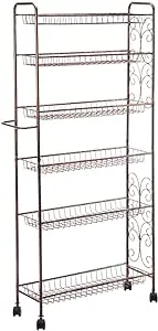 Home Marketplace Rolling Antique Wire Slim 6-Shelf Storage Cart