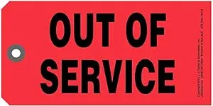 6.25" x 3.5" Out of Service Tags 50-pk. - Cardstock, Clipped Corners
