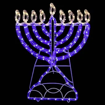 Northlight LED Lighted Hanukkah Rope Light Menorah - 23" - Clear/Blue - White Wire