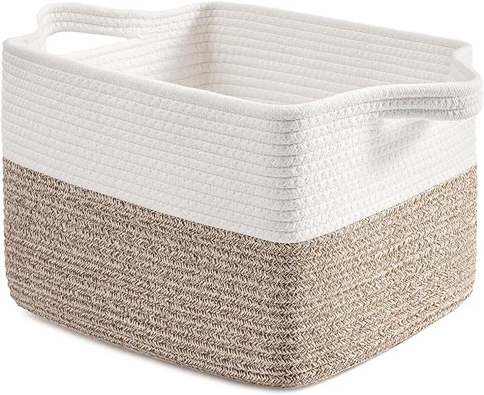 Goodpick Cube Storage Bins - Shelf Baskets for Storage Toys Storage Basket Towel Book Cloth Storage Bins for Office Woven Basket for Shelves Baby Laundry Basket Closet Storage Basket, 13''x10''x9''