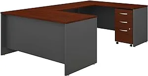 Bush Business Furniture Series C 60W U Shaped Desk with 3 Drawer Mobile File Cabinet