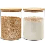 2-Pack Large Glass Storage Containers with Bamboo Lids, Pantry Canisters, 100 oz