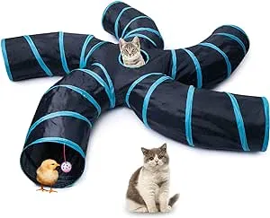 Cat 5 Way Collapsible Interactive Maze Play Tunnel Black/Blue