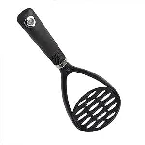 Cooking Light Potato Masher, Sturdy and Heat Resistant, Safe for Non-Stick Cookware, Soft Grip Nylon Gadget, Black