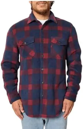 Freedom Foundry Men's Plaid Fleece Jackets Super Plush Sherpa Lined Jacket Shirt