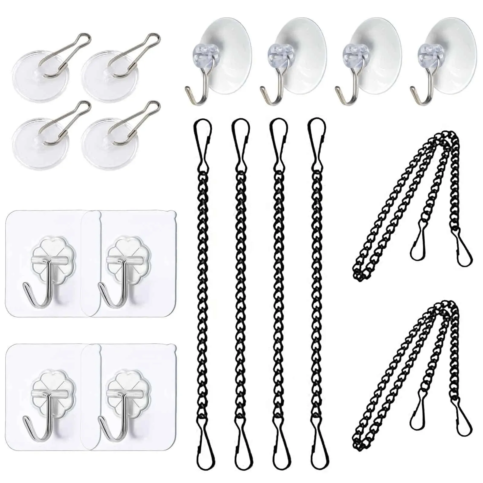 Arecyuer Stained Glass Window Hanging Chain Kit, Picture Hanging Chain with Suction Cup Hooks Sunshine Catcher Metal Nickel Plating Stained Glass