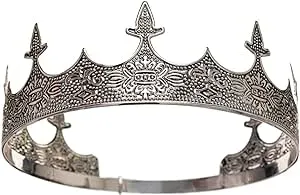 SWEETV King Crown for Men - Royal Men's Crown Prince Tiara for Wedding Birthday Prom Party Halloween Decorations, Alexander