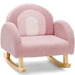 INFANS Kids Sofa, Toddler Rocking Chair with Solid Wooden Frame, Anti-Tipping Design, Plush Fabric, Children Armchair, Pink