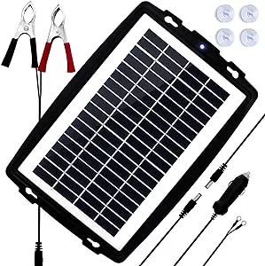 M MEGSUN MEGSUN 12 Volt 10W Solar Car Battery Maintainer Trickle Chargers Kits ...