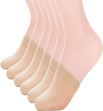 Women&#039;s Non-Skid Toe Topper Invisible Liner Socks Machine Washable, 6 Pairs