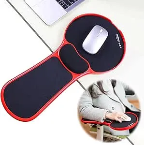 LL-COEUR Memory Foam Arm Support Wrist Rest for Table and Chair, Ergonomic Armrest Desk Extender, Multifunctional Computer Mouse Pad (red)