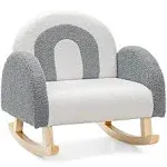 INFANS Kids Sofa, Toddler Rocking Chair with Solid Wooden Frame, Anti-Tipping Design, Plush Fabric, Children Armchair, Grey