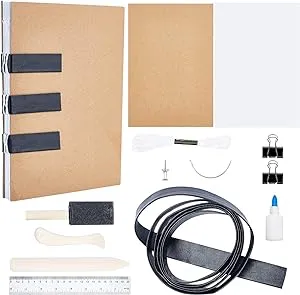 WEBEEDY Bookbinding Kits, Bookbinding Supplies with Complete Bookbinding Tools, includes Binding Paper, Folder Paper Creaser, Bending Needle, Thread, Leather Wrap Strips, Glue, Binding Starter Kit