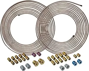 4lifetimelines Copper-Nickel Brake Line Tubing Coil and Fitting Kits, 3/16 & 1/4 ...