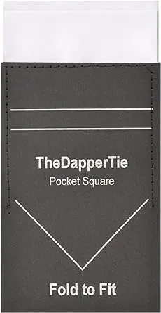 TheDapperTie - Men's Solid Flat Double Toned Pre Folded Pocket Square on Card - White - Regular