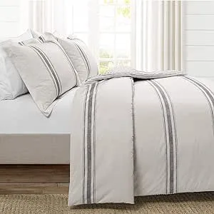 Lush Decor Comforter Farmhouse Stripe, Full/Queen, Gray