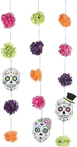 Day Of The Dead Hanging Garland, Party Decor, 3 Pieces