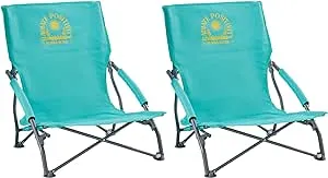 ProductWorks Maui and Sons Comfort Sling Back Bag Beach Camping Picnic Chair, 2-Pack (Teal)